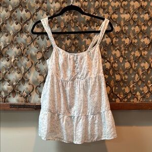 Halogen White Sleeveless Tiered Tank Top